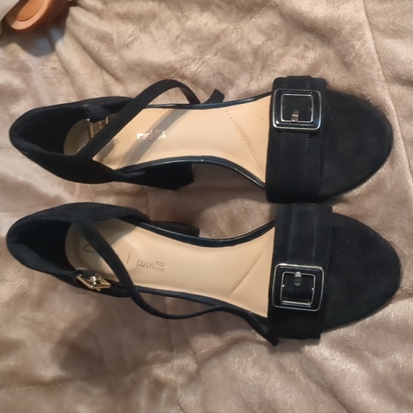 Clarks black suede high heels cushion sole size 9 - Picture 1 of 10
